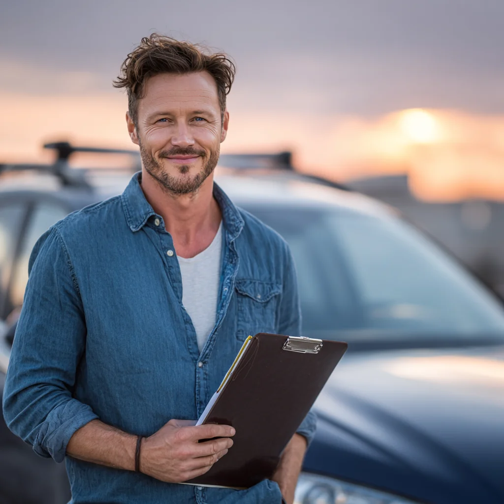 Автомобиль иммигранта с надёжной страховкой на дороге в США